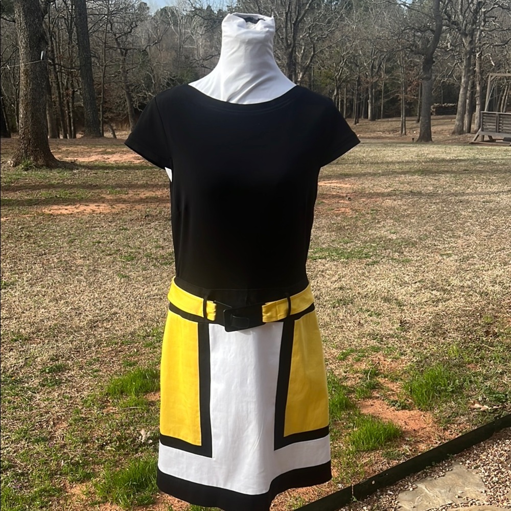 Chic Black and Yellow Colorblock Dress…….601